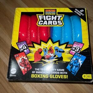 Mattel Rock'Em Sock'Em Fight Cards Game with Red and Blue Gloves